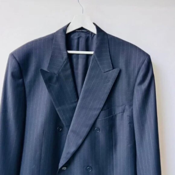 Canali for Guy La Ferrera Double-Breasted Pinstripe Sport coat-Navy– 56IT(US46L) - Picture 3 of 12